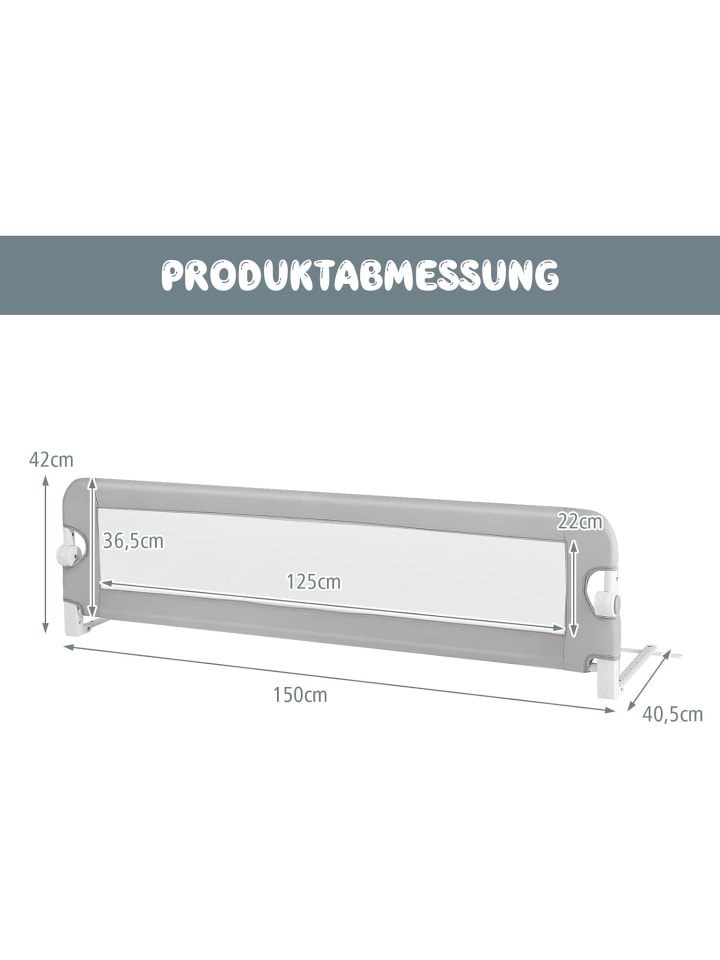 COSTWAY Bettgitter in Grau günstig kaufen 150 x 45 cm