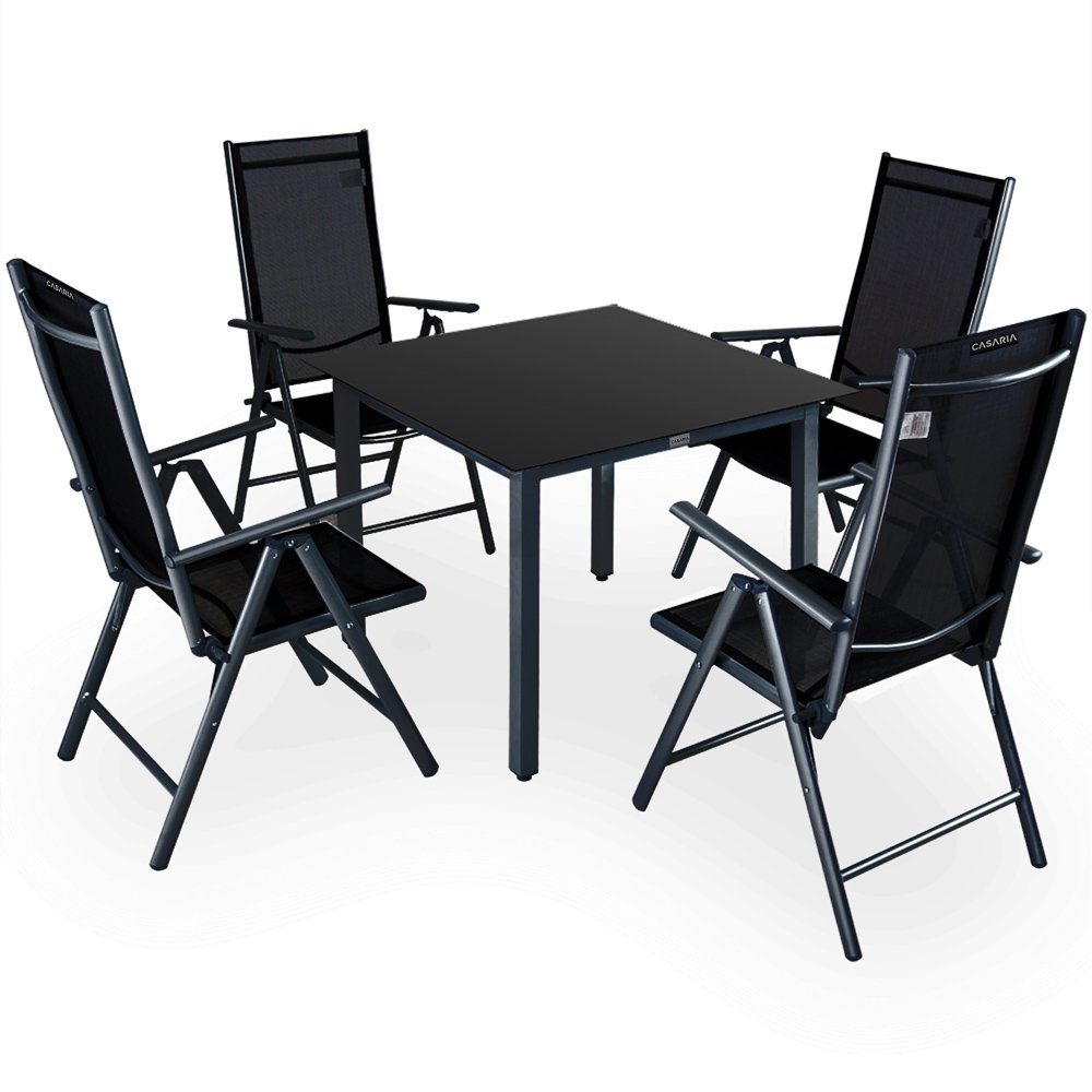 Casaria Gartenstuhl Bern (3 St), Klappbar 7- Fach Verstellbar Aluminium Wetterfest Armlehnen Hochlehner