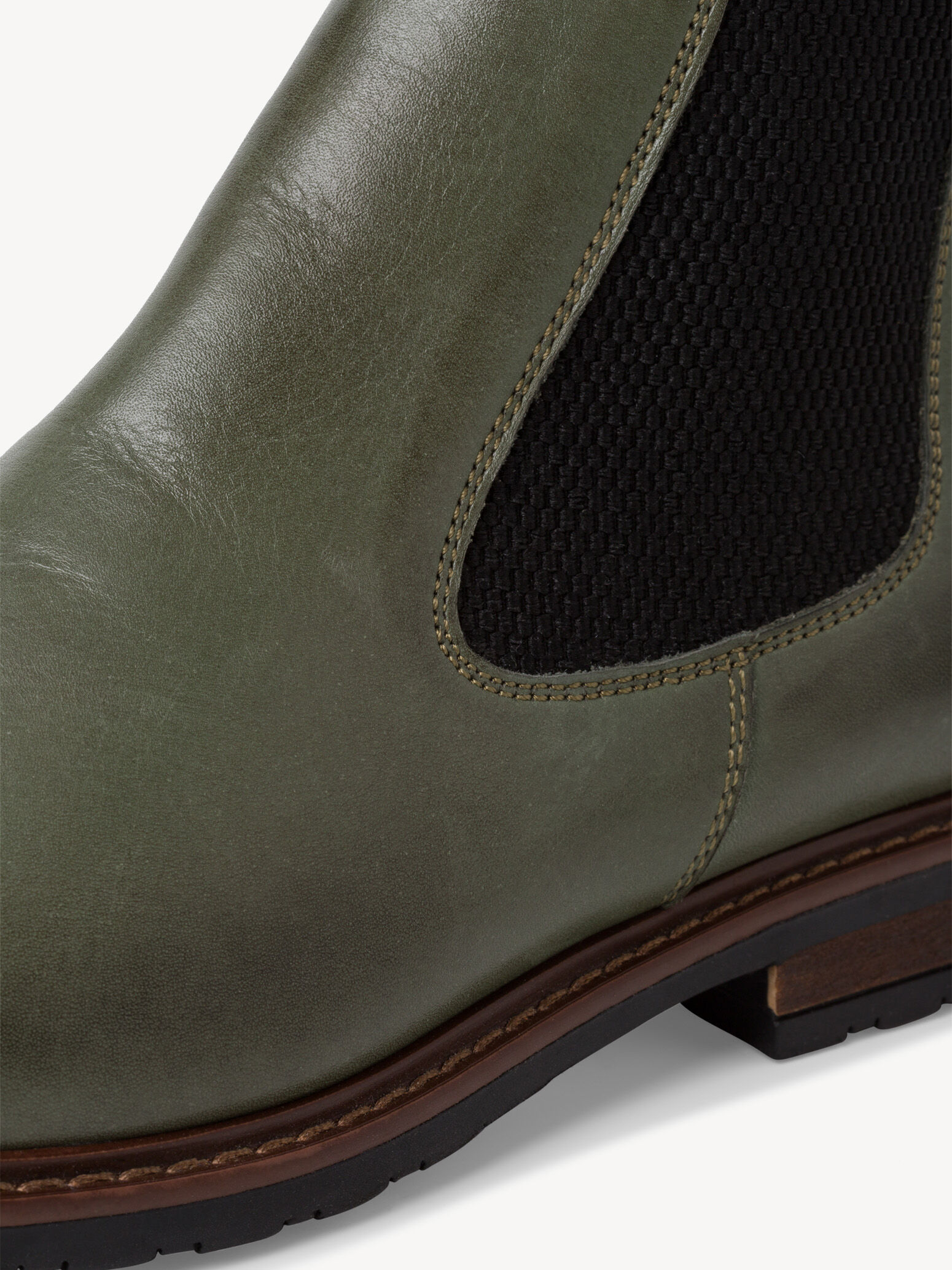 Bottine Chelsea en cuir - kaki