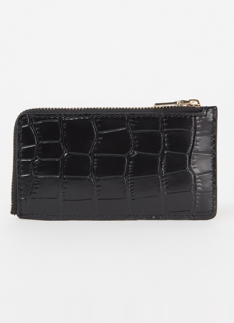 Maje Leather card holder with croc texture