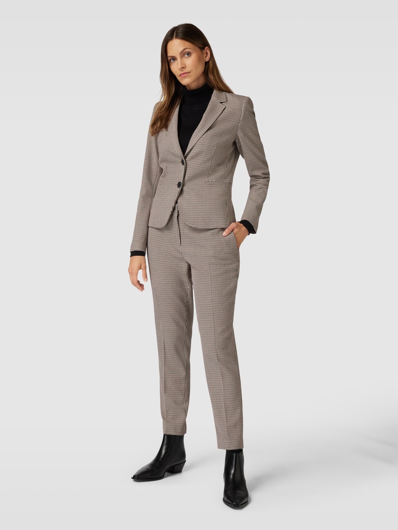 Blazer mit Hahnentrittmuster in camel