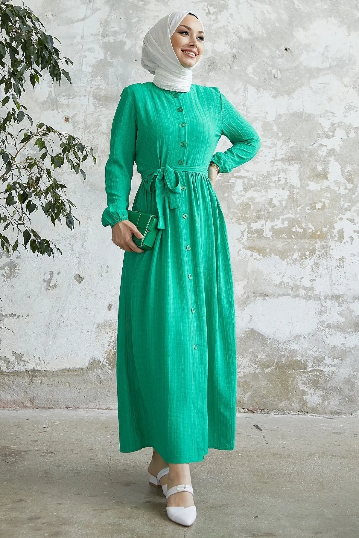 InStyle  Lemina Kleid mit Gürtel - Grün