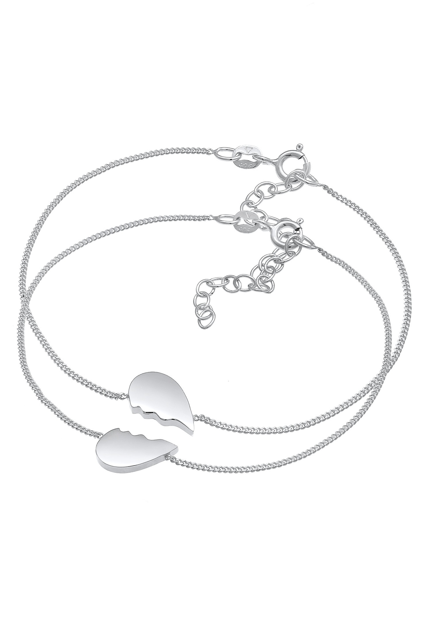 Elli Corazón de Dama Medio Vínculo de Amistad Amor Ajustable en Plata de Ley 925 Chapado en Oro