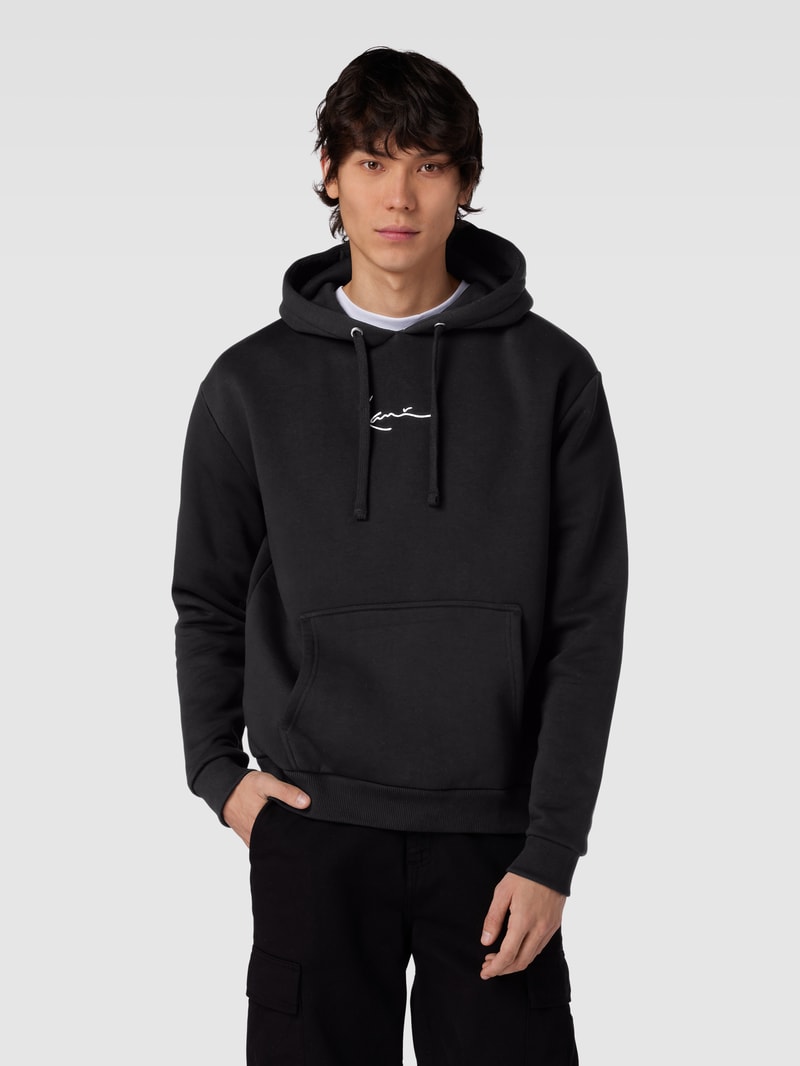 Hoodie mit Label-Stitching Modell 'SIGNATURE' in black