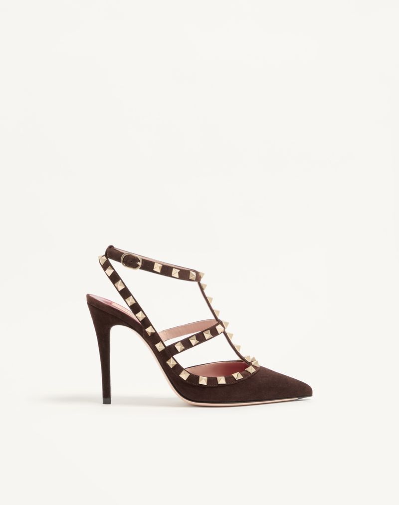 Sapato de salto Rockstud de camurça de 100 mm