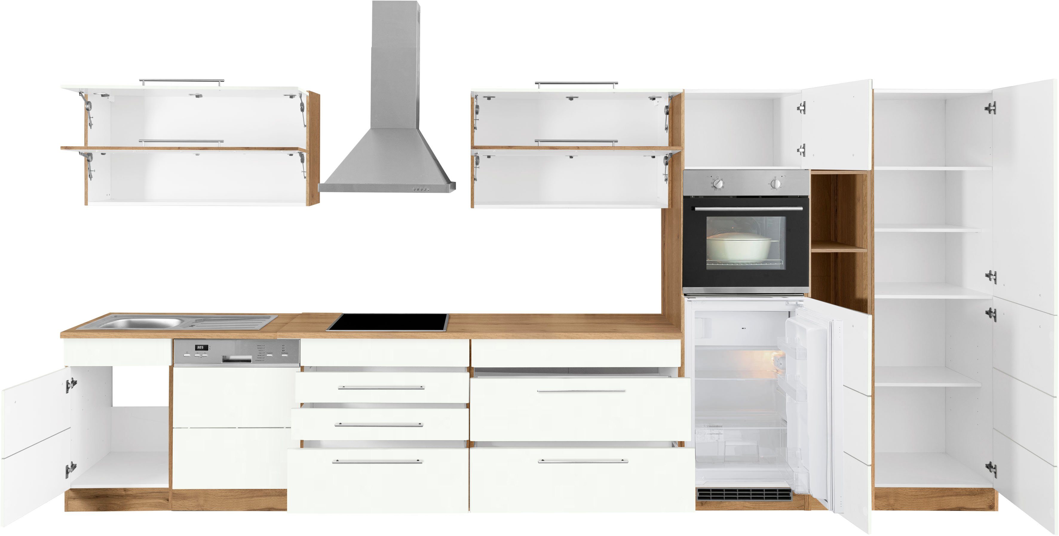 HELD MÖBEL Küchenzeile Wien, Breite 440 cm, wahlweise mit E-Geräten und Induktion