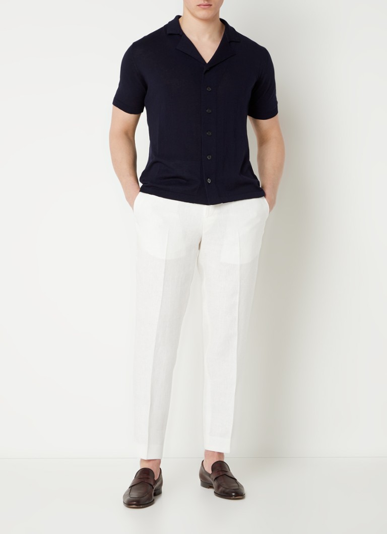 Oscar Jacobson Deccan tapered fit linen trousers with side pockets