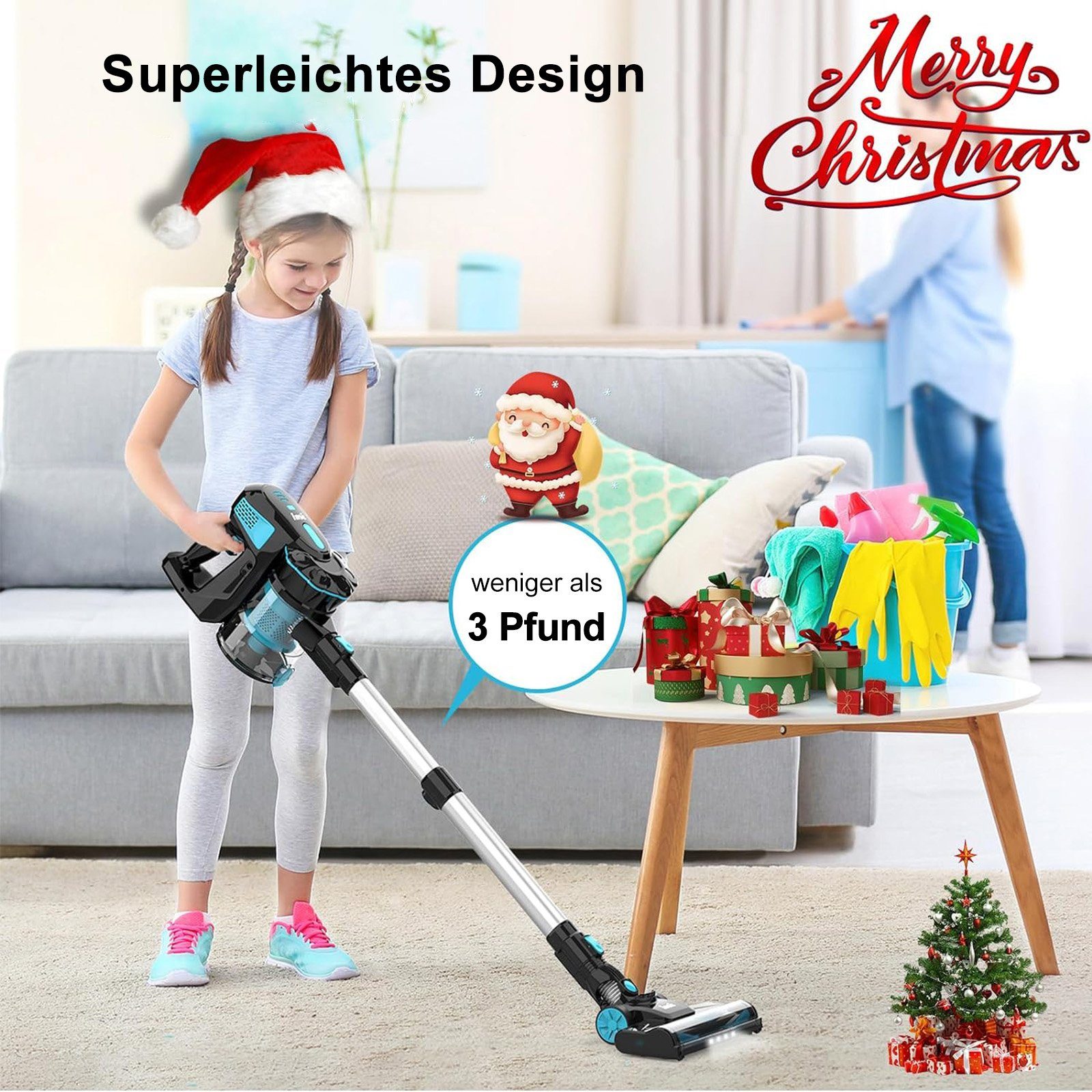 INSE Akku-Hand-und Stielstaubsauger V770, 600W Stielstaubsauger mit Kabel 6M, 20KPA Handstaubsauger