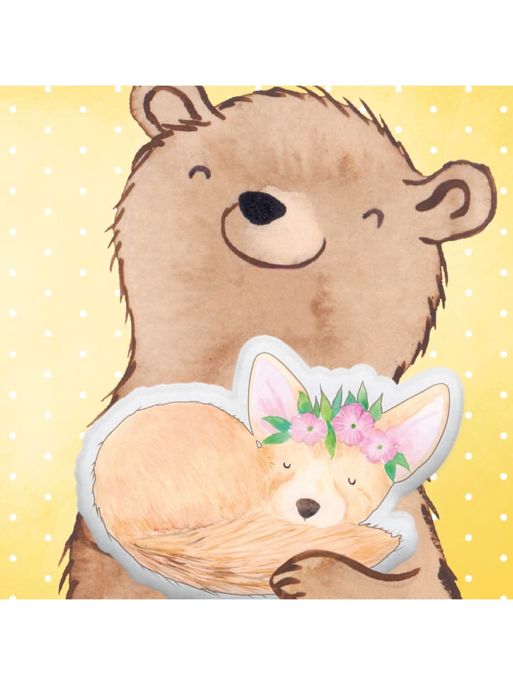 Mr. & Mrs. Panda Kissen Kuscheltier Wüstenfuchs Blumen ohne Spruch in Weiß günstig kaufen