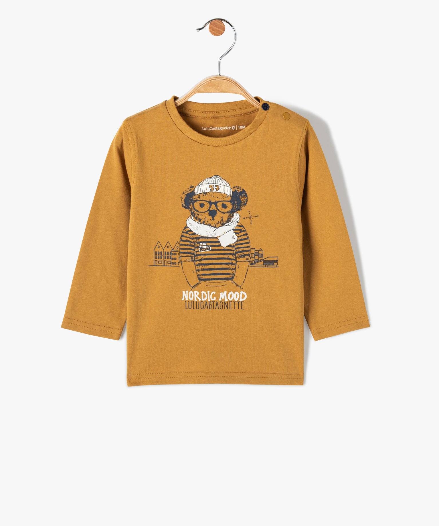 Tee-shirt bébé Garçon à manches longues imprimé ourson ... jaune | GEMO