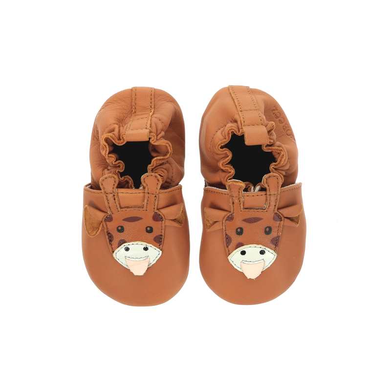 Chaussons cuir tannage vegetal Cute Girafon