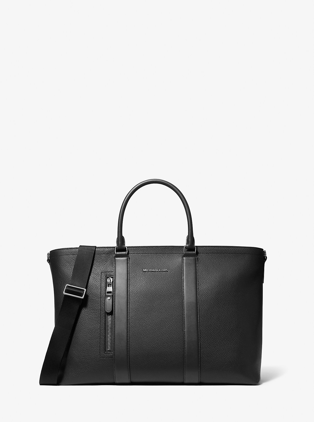 Hudson Pebbled Leather Tote Bag - BLACK