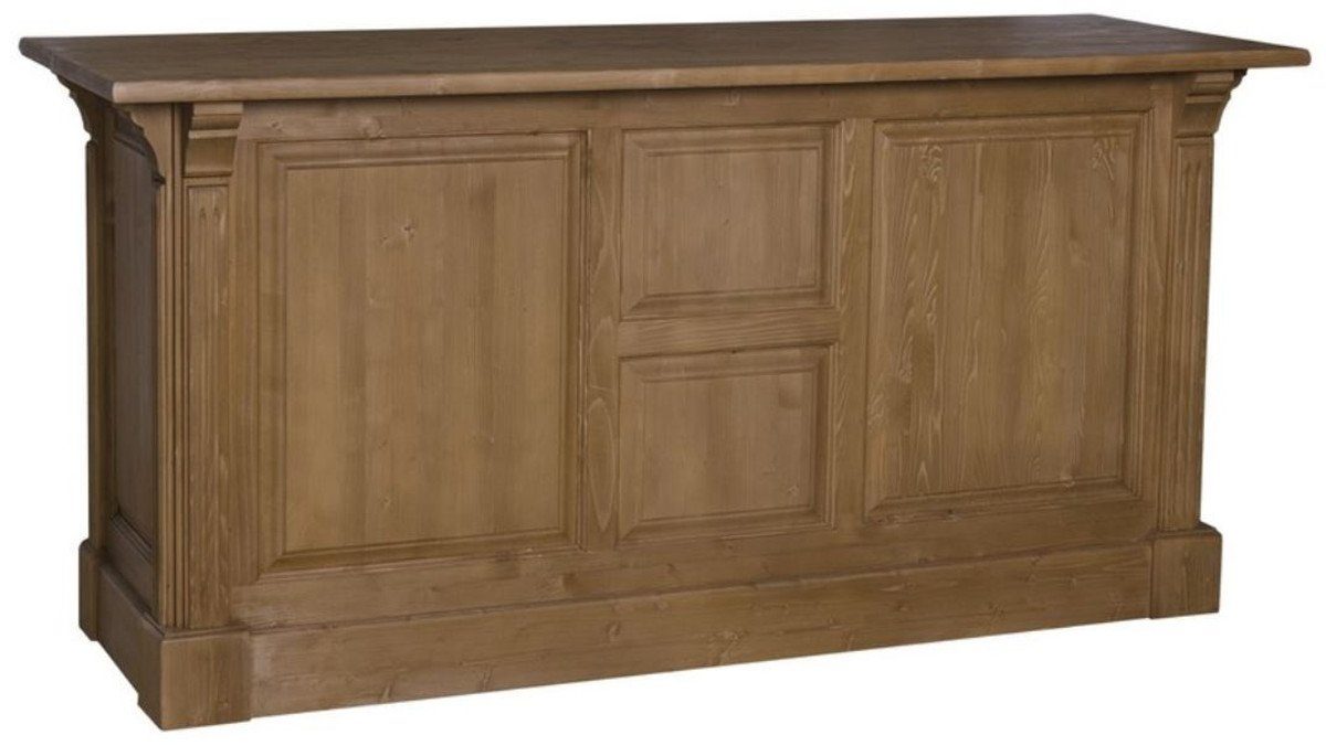 Casa Padrino Barschrank Landhausstil Theke Braun 191 x 68 x H. 95 cm - Massivholz Thekentisch mit 2 Türen und 3 Schubladen