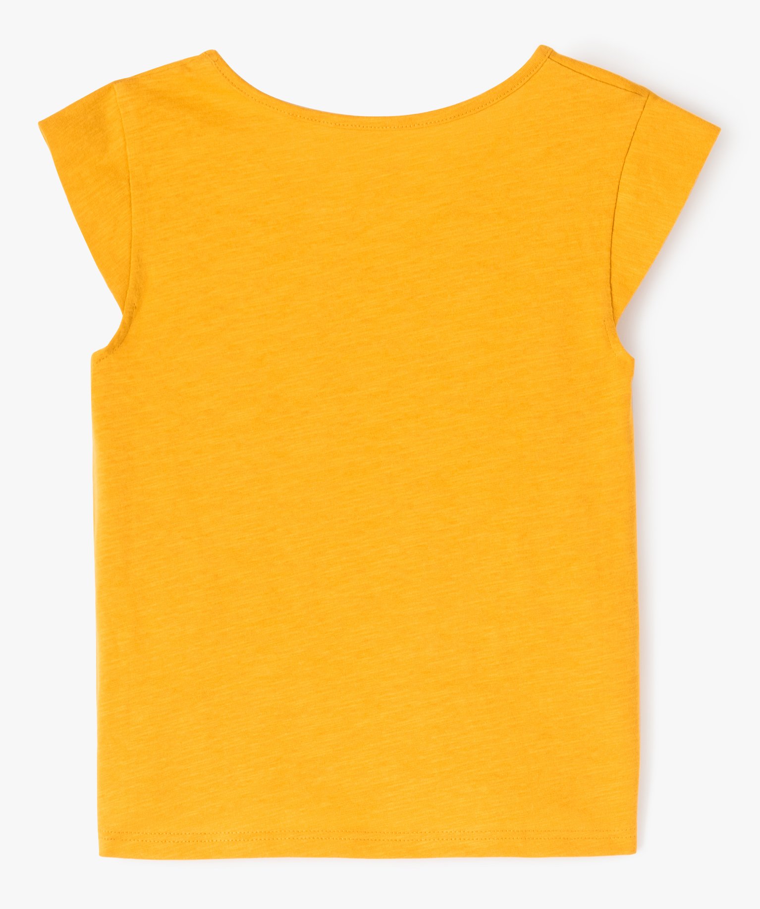 Tee-shirt droit à manches très courtes et broderie fille jaune | GEMO