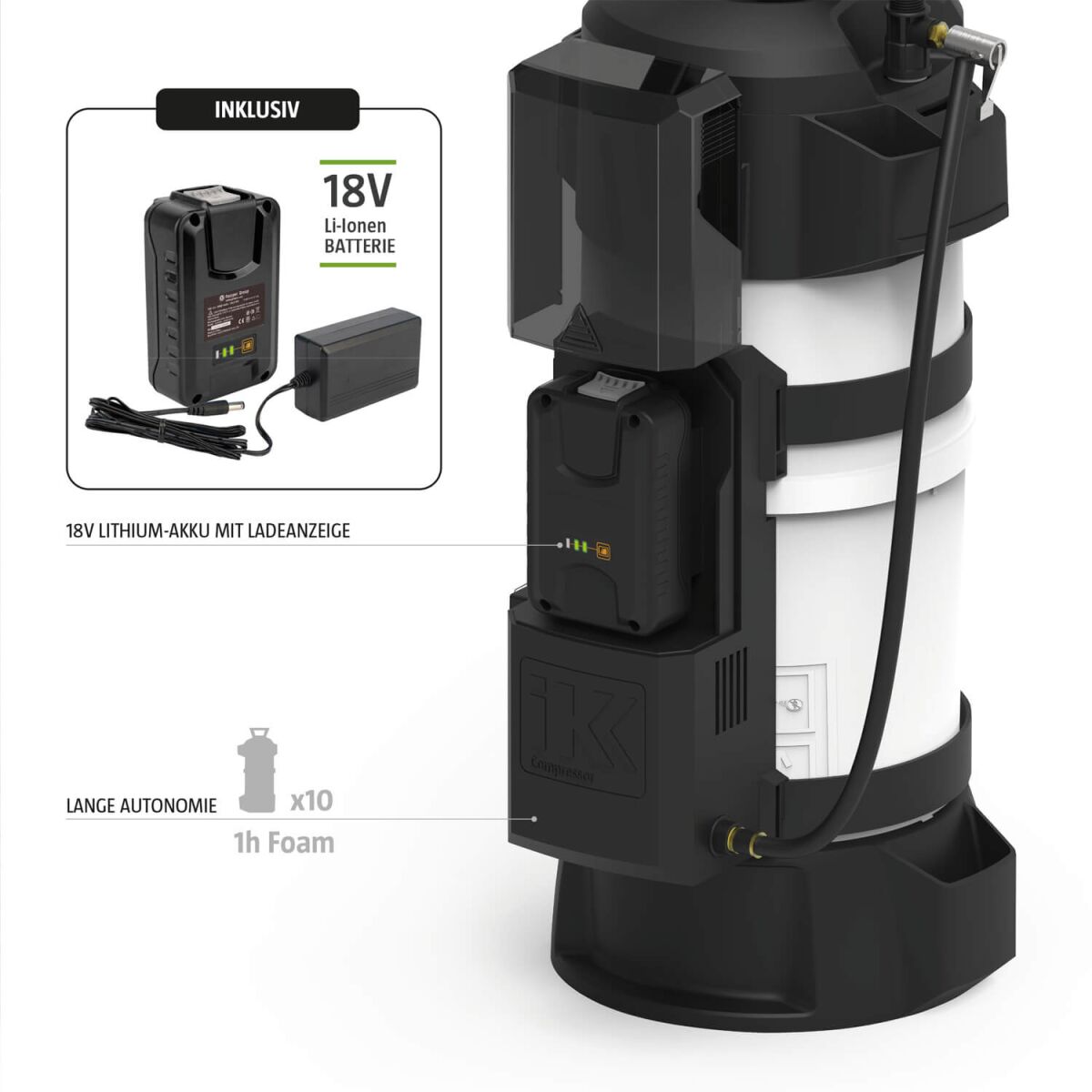 IK e Foam Pro 12 Schaumsprühflasche mit Kompressorventil 6L