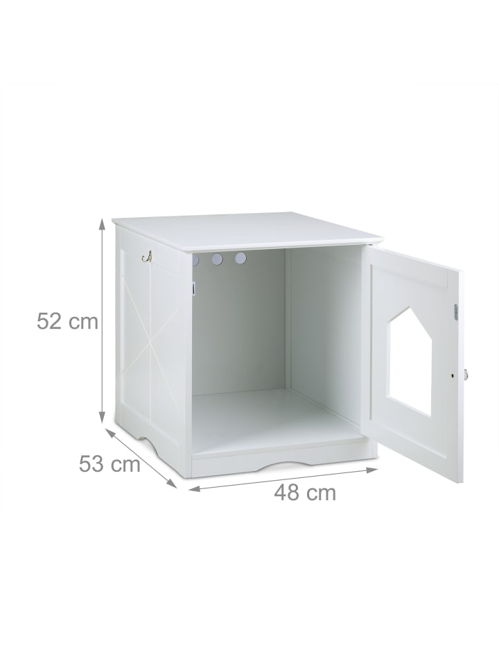 relaxdays Katzenschrank in Weiß - (B)48 x (H)52 x (T)53 günstig kaufen onesize