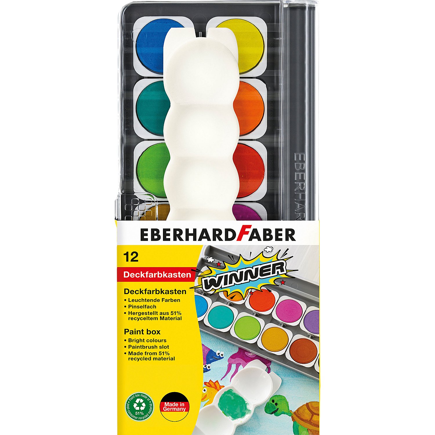 Winner Deckfarbkasten, 12 Farben