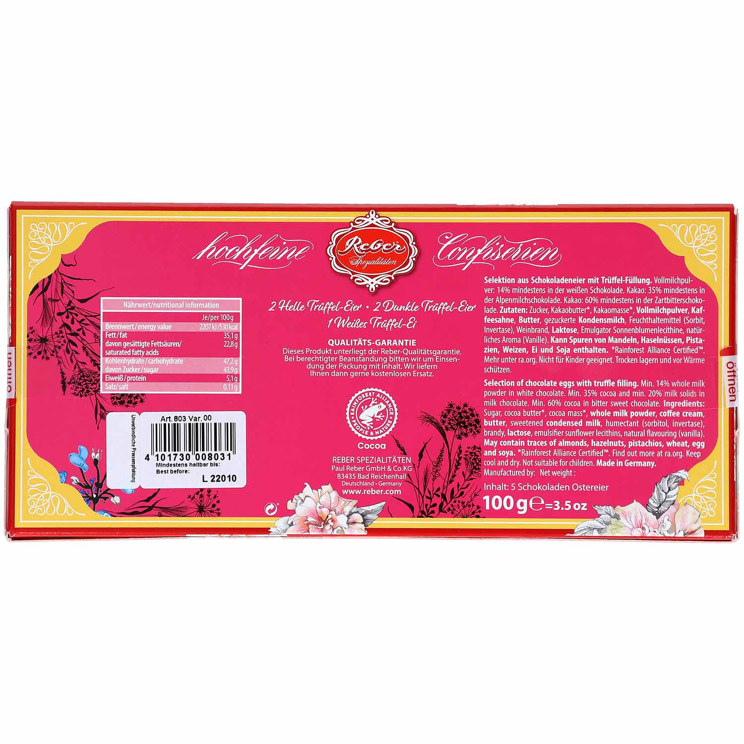 Reber Trüffel-Eier 100g