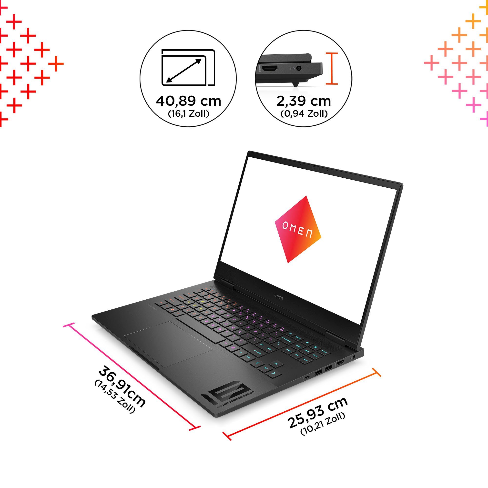 HP Omen 16-wf0078ng Gaming-Notebook (40,9 cm/16,1 Zoll, Intel Core i7 13700HX, GeForce RTX 4080, 2000 GB SSD)