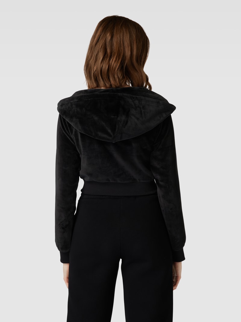 Sweatjacke mit Label-Detail in schwarz