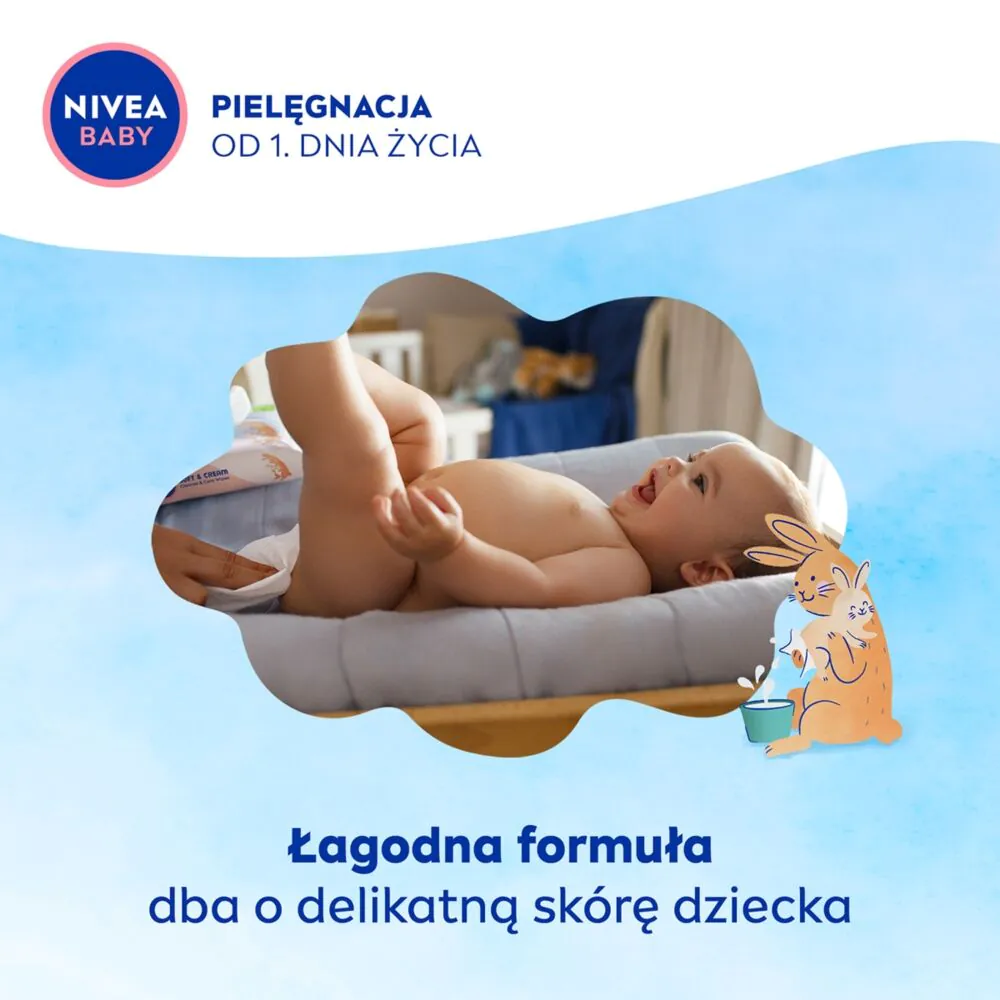 Nivea Baby biologiškai skaidomos servetėlės su 99 % gryno vandens, 57 vnt.