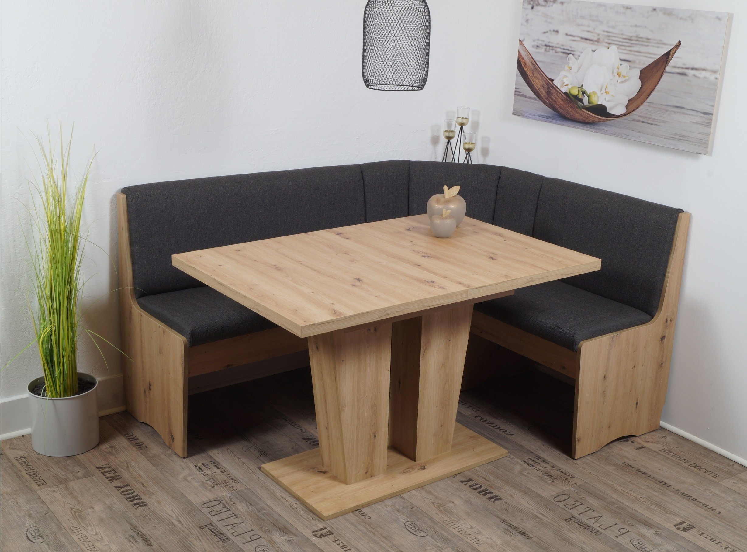Stolebaenk Eckbankgruppe Duisburg Artisan VE/VADUAR Artemis, (Eckbankgruppe, 1 x Eckbank, 1 x Tisch, 2 x Stuhl)