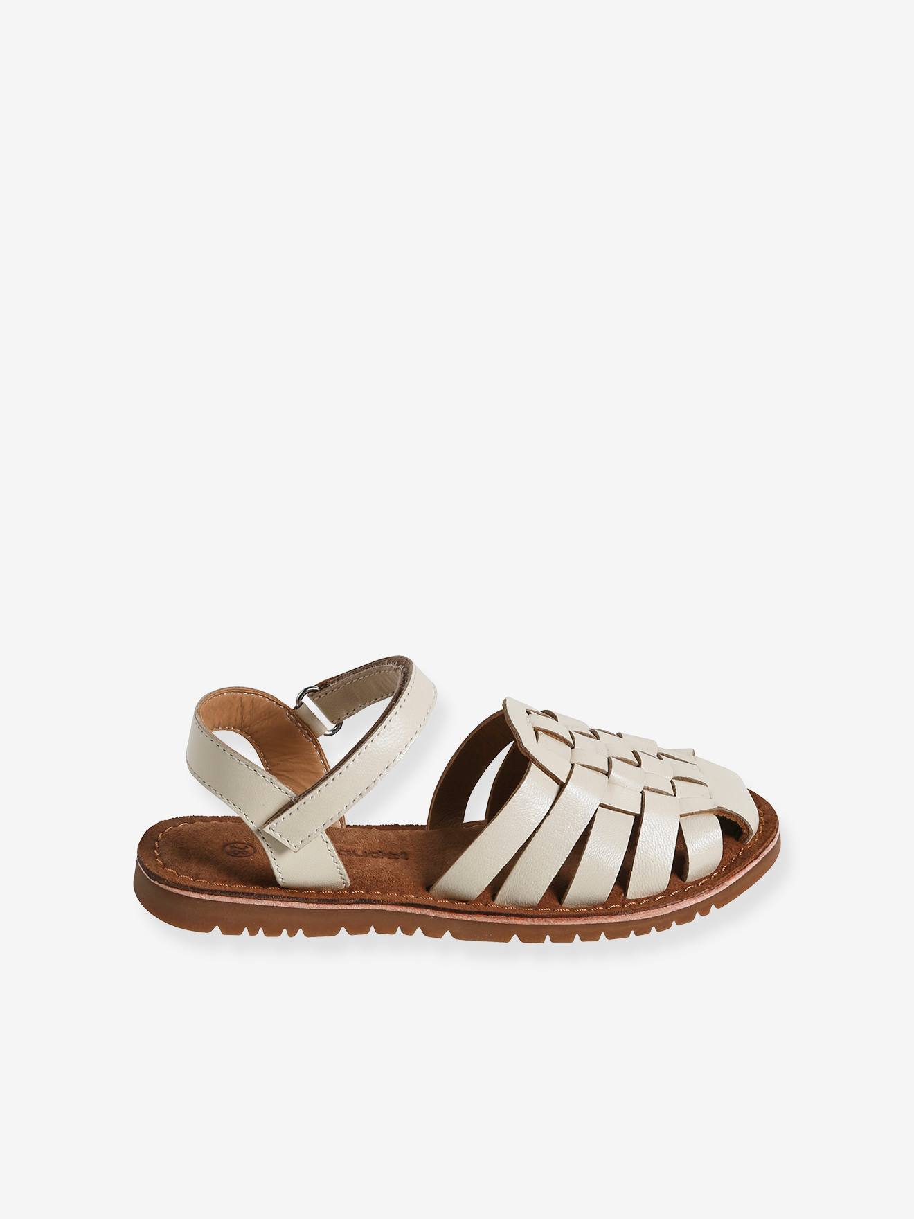 Vertbaudet Mädchen Klett-Sandalen - wollweiß