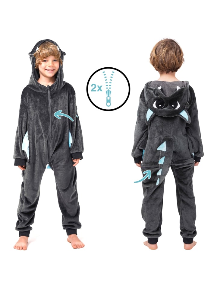 Corimori Onesie Kostüm in Anthrazit/türkis günstig kaufen