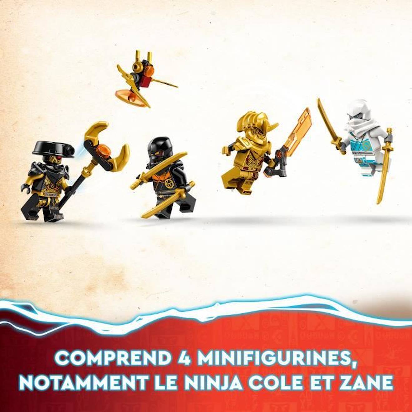 LEGO® NINJAGO 71791 La Voiture de Course Spinjitzu : le Pouvoir du Dragon de Zane, Jouet Enfants 7 Ans jaune