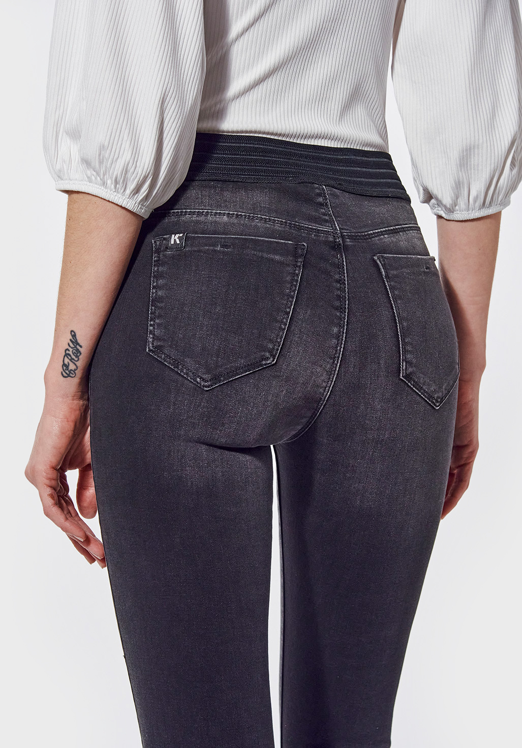 SABLE  Jegging noir Femme effet délavé