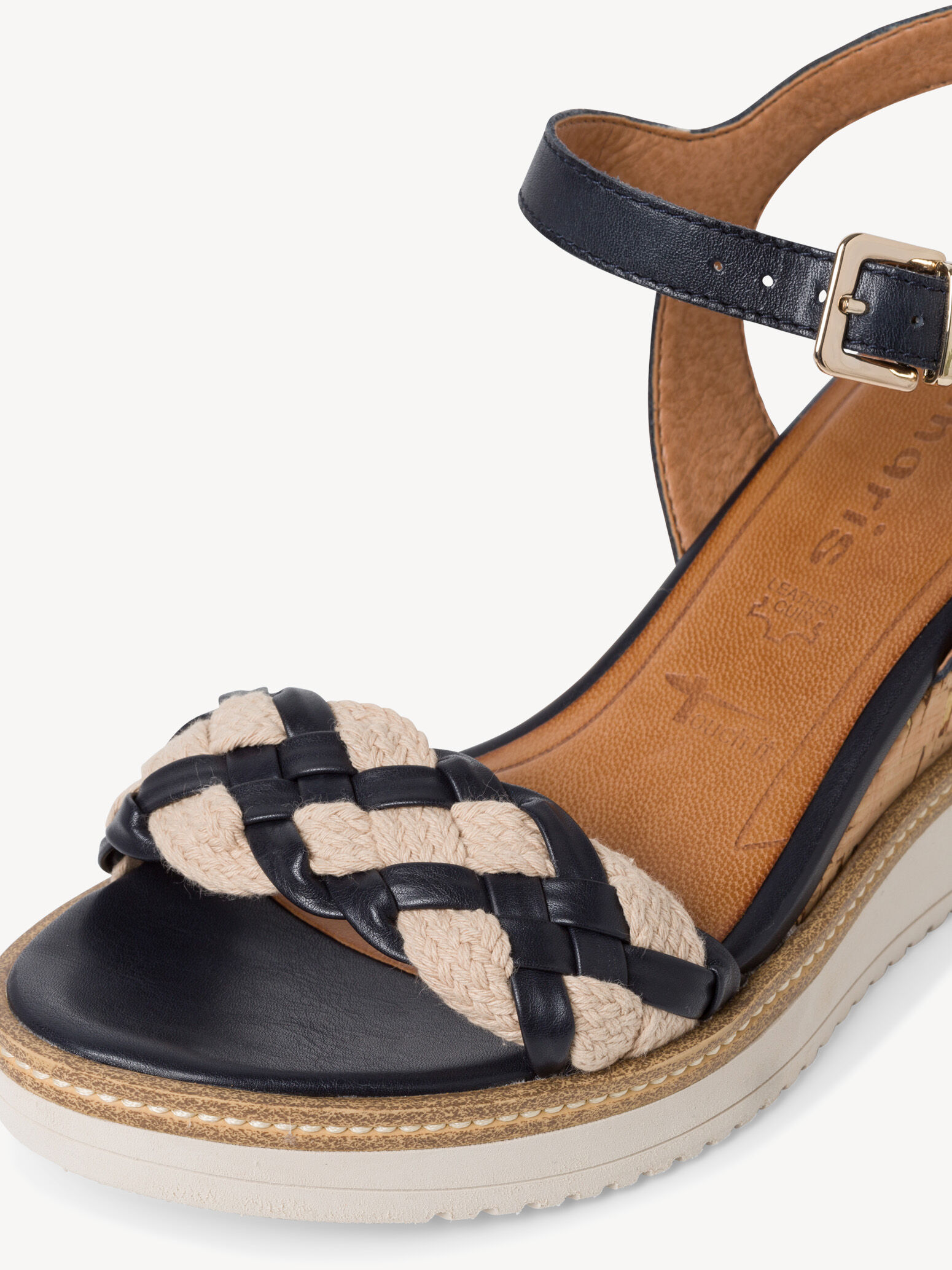 Sandale à talon en cuir - bleu