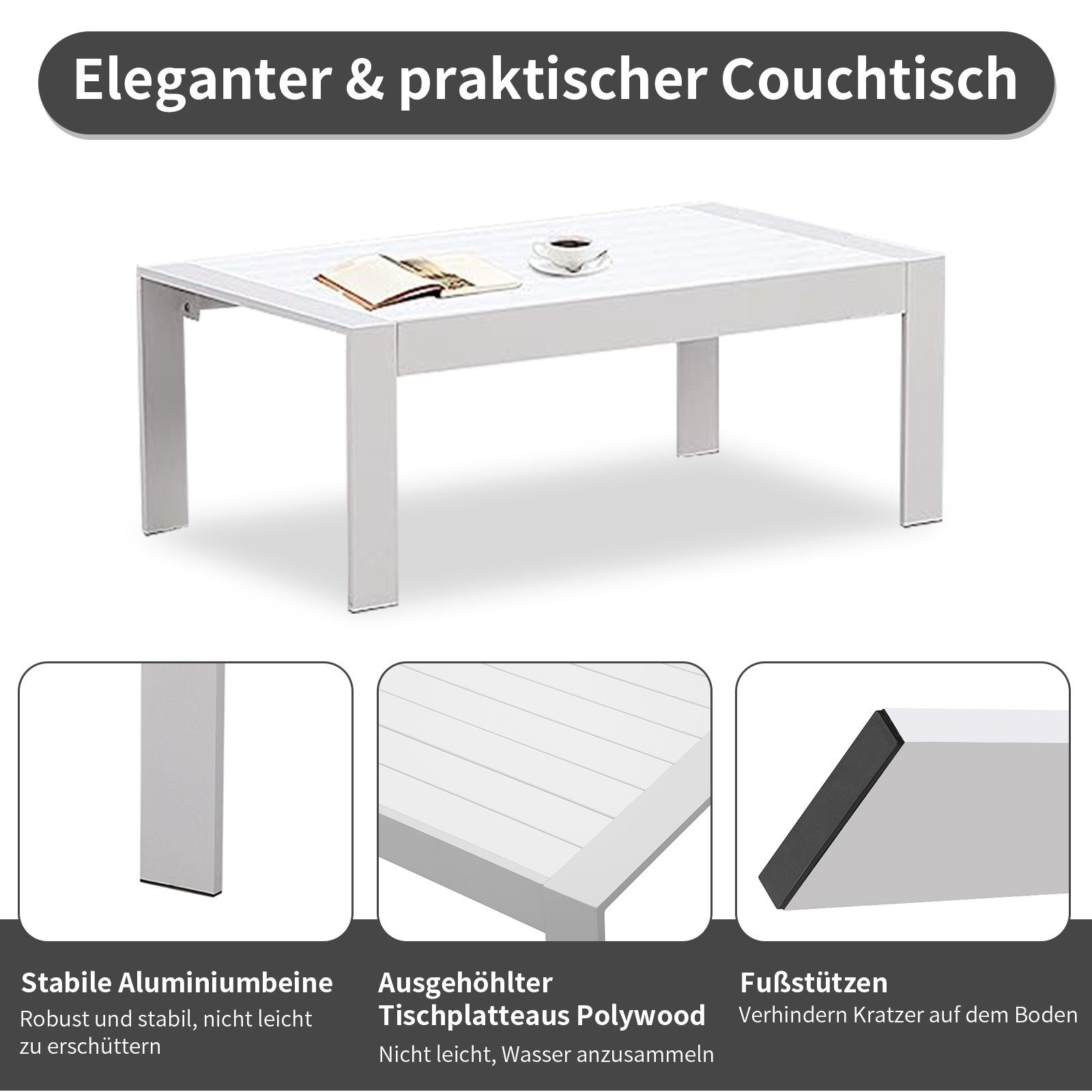 MeXo von GLP HOME Gartenlounge-Set Gartenmöbel Lounge Set 4-Teilige Aluminium Wetterfest für 4-5 Personen, (Gartenlounge Set, Balkonmöbel Set Kleiner Balkon, Essgruppe mit Kissen, 3-Sitzer-Sofa, 2 Sessel, 1 Tisch), Gartengarnitur Sitzgruppe für Terra