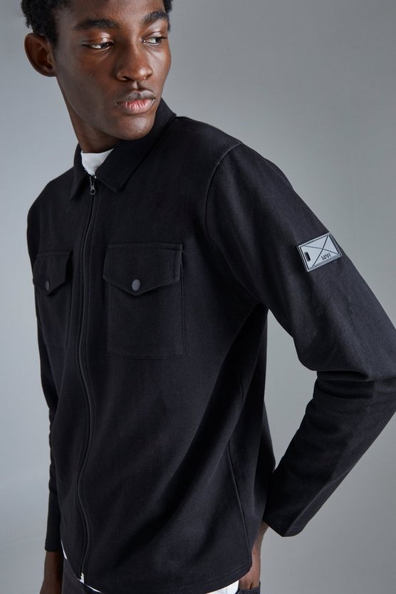 Jersey Utility Harrington-Jacke mit Man-Etikett