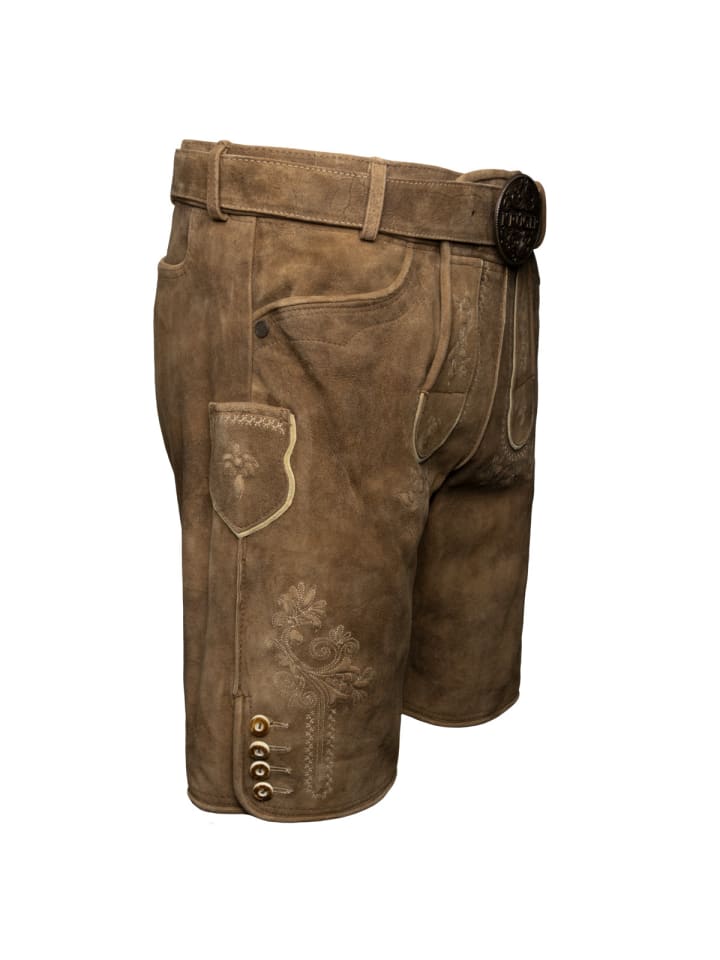 KRÜGER Lederhose Roberto mit Gürtel in braun günstig kaufen