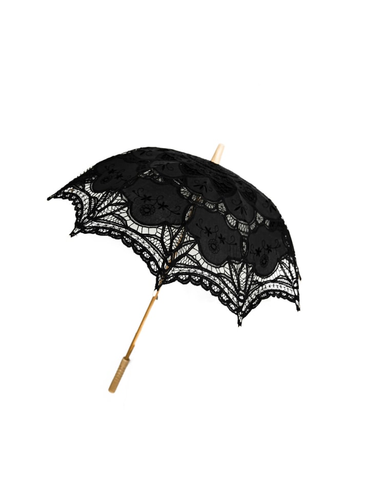 COFI 1453 Handgemachte Brautschirme Spitze Hochzeitfeier robustem Holzgriff in Schwarz günstig kaufen onesize