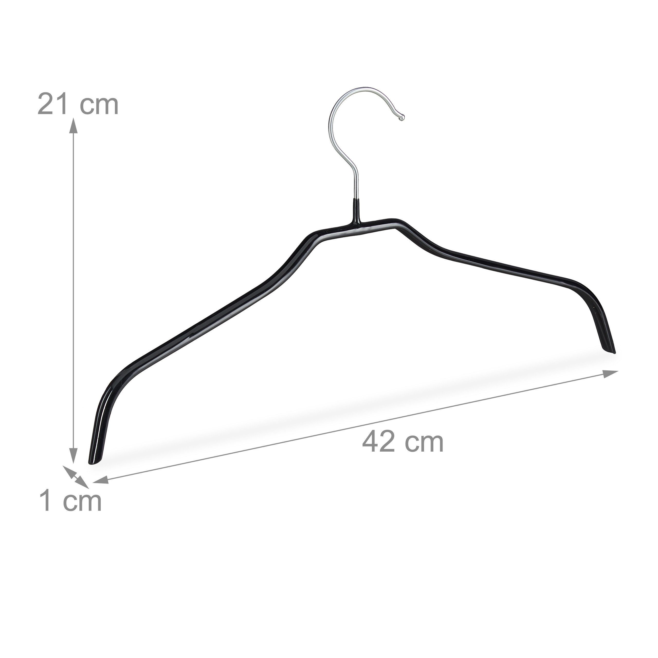 relaxdays Kleiderbügel Rutschfeste Kleiderbügel Set schwarz, Schwarz, 30er-Pack