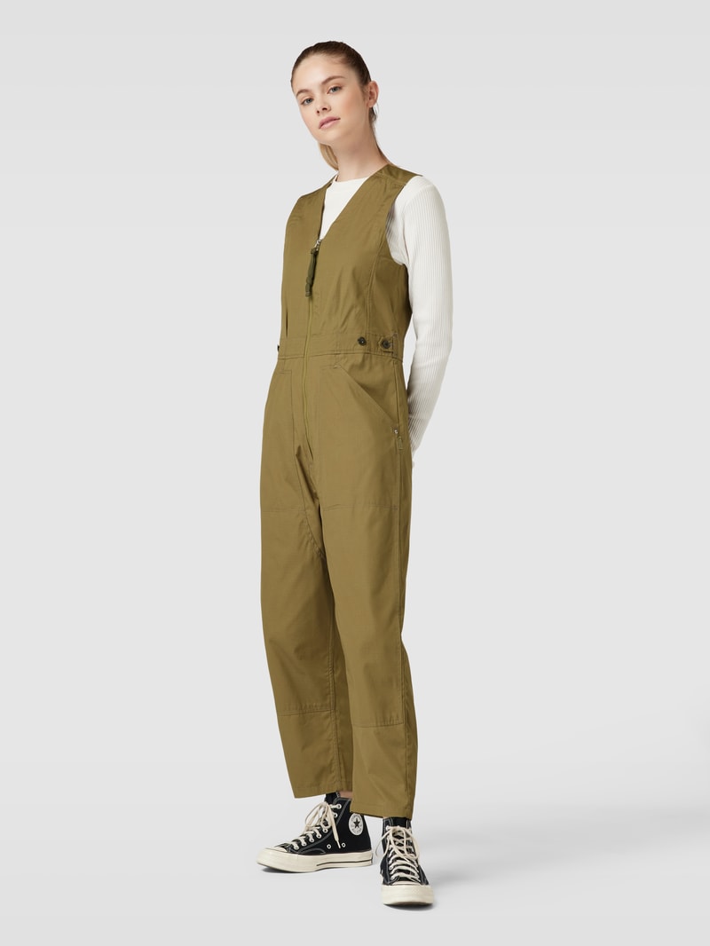 Relaxed Fit Jumpsuit mit V-Ausschnitt in olivgrün