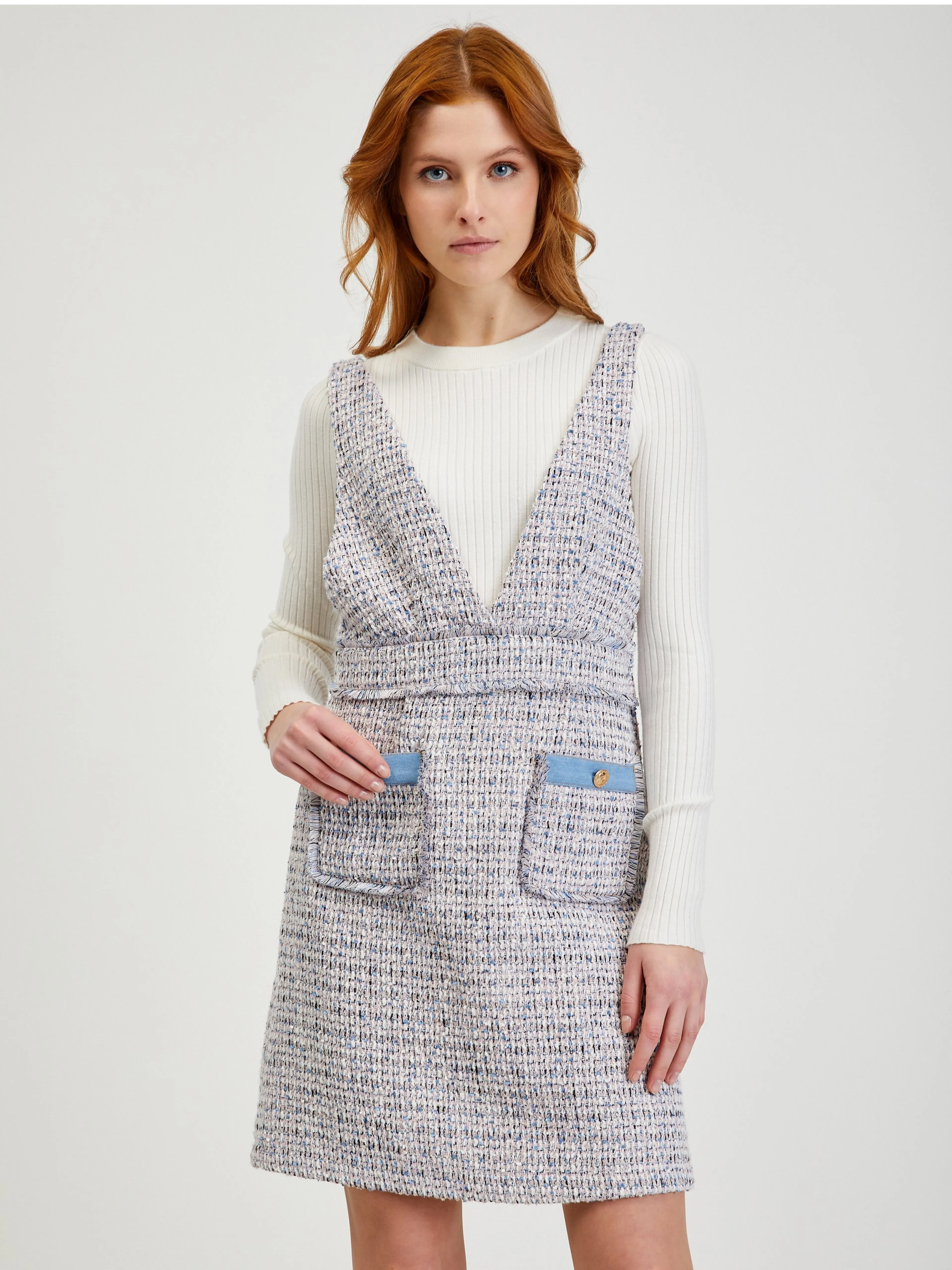 Hellgraues Damen Tweedkleid ORSAY