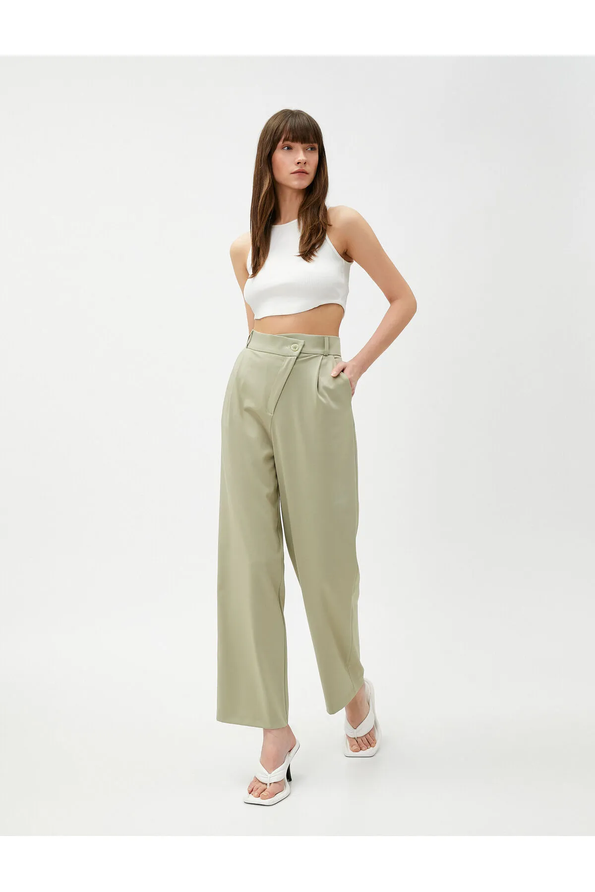 Koton  Palazzo-Hose mit asymmetrischer, detaillierter hoher Taille