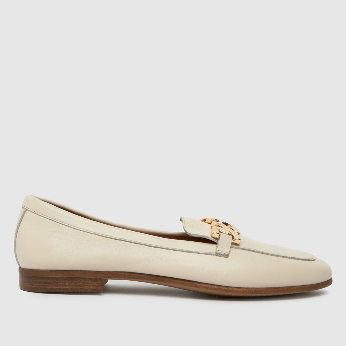 Schuh Lyon – Läderloafers i läder med kedja – Off-white