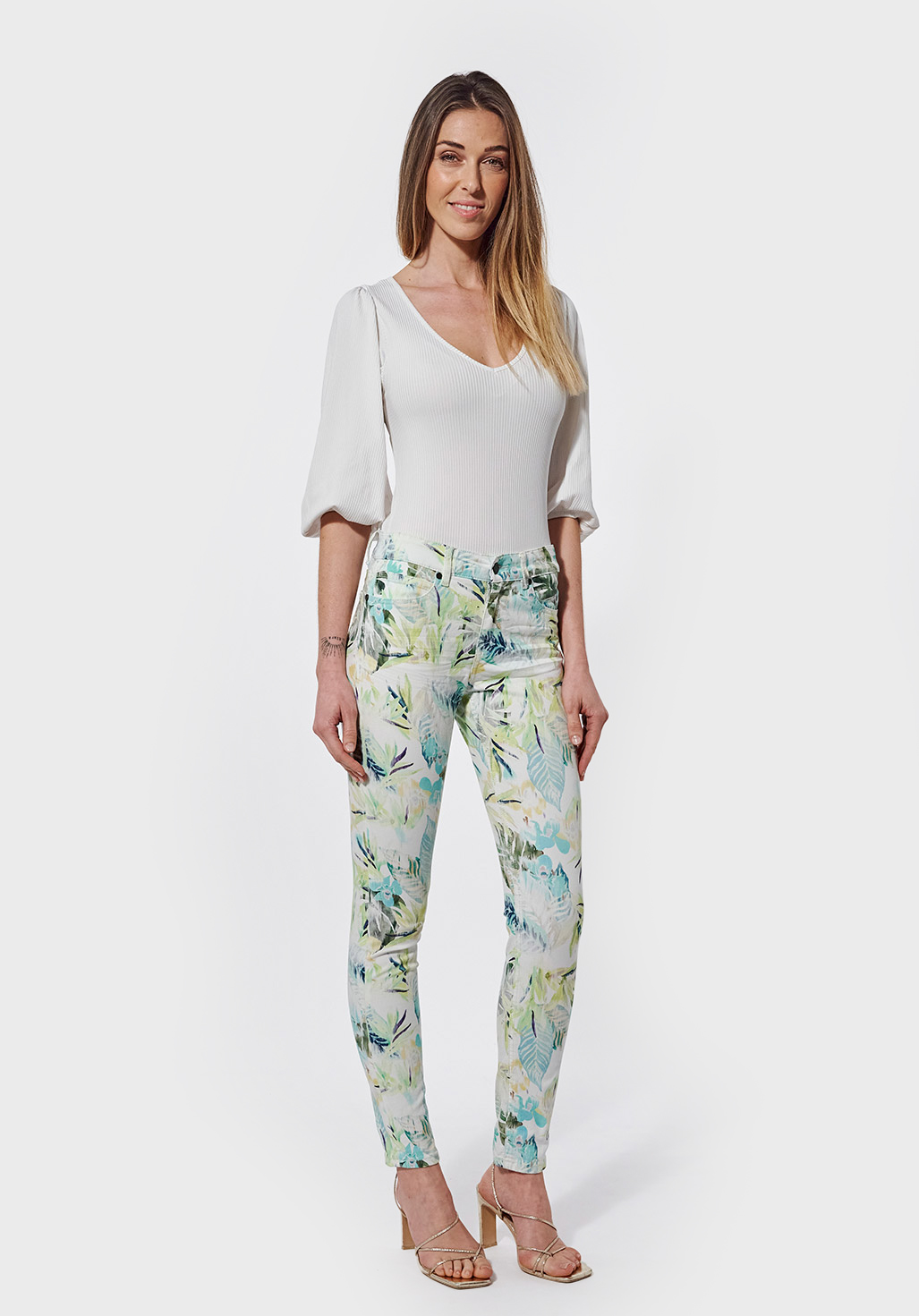 LAMI  Jean slim Femme imprimé tropical
