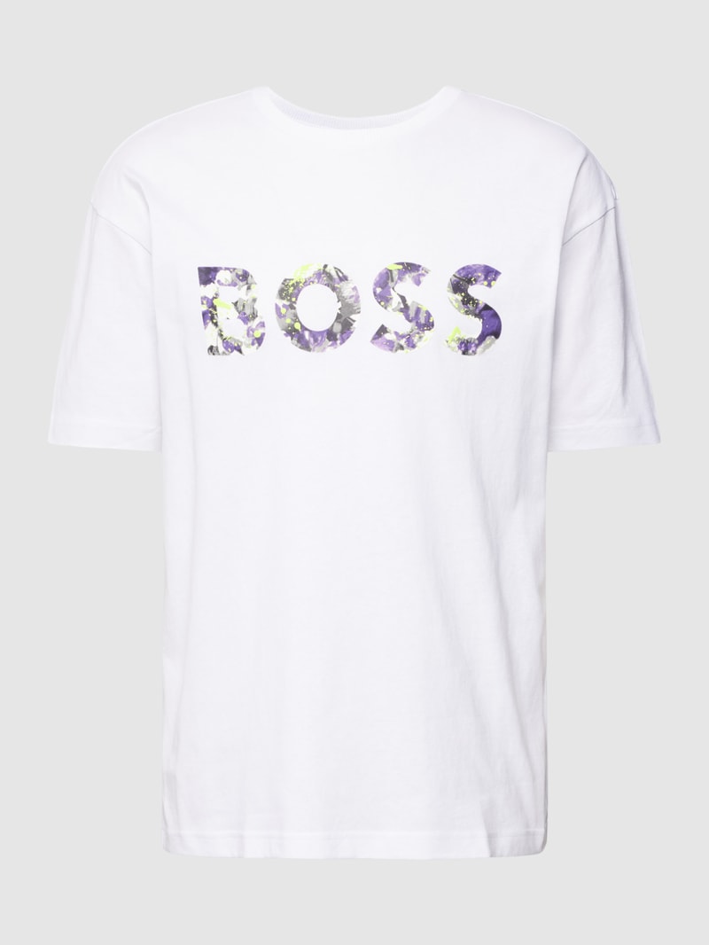 T-Shirt mit Logo-Print Modell 'Lotus' in weiß