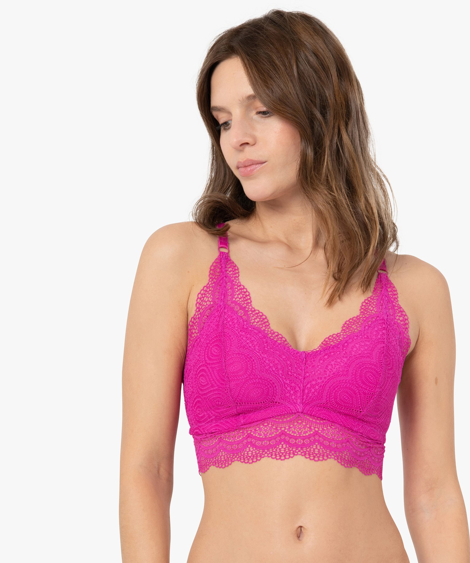 Soutien-gorge post-opératoire en dentelle rose | GEMO