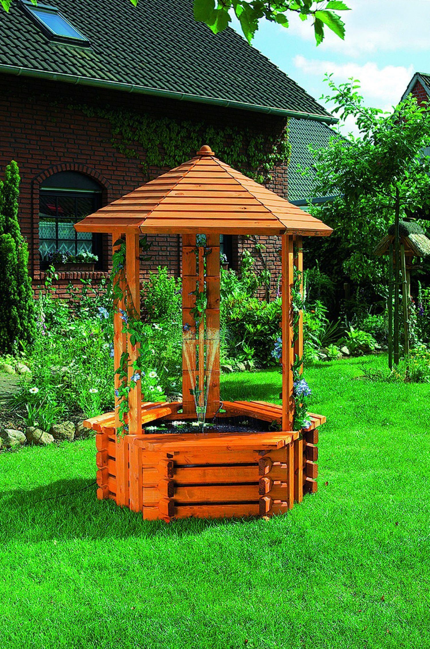 promadino Hochteich Westerwald, BxTxH: 135x135x192 cm, 225 l, (Set), mit Solarpumpe
