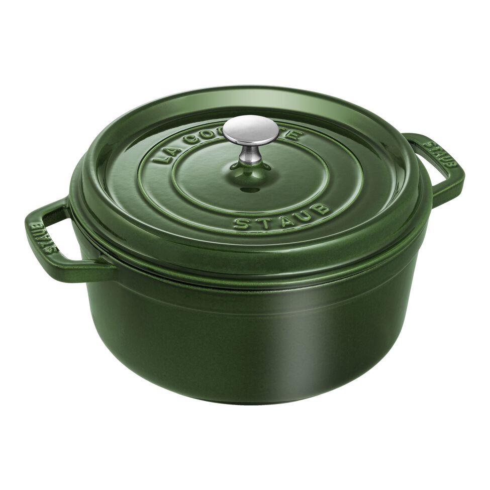 Cocotte 24 cm, rund, Basilikum-Grün, Gusseisen