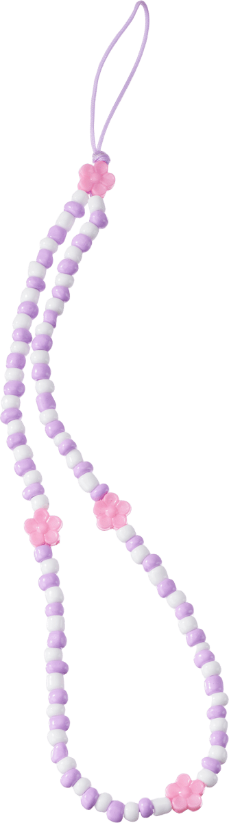 Handykette mit Perlen und Blumenapplikation, 1 St