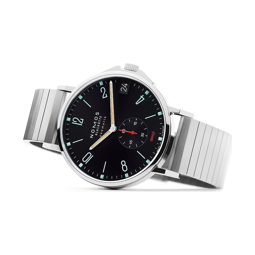 Nomos Glashütte Herrenuhr Tangente Sport neomatik 42 Datum blauschwarz