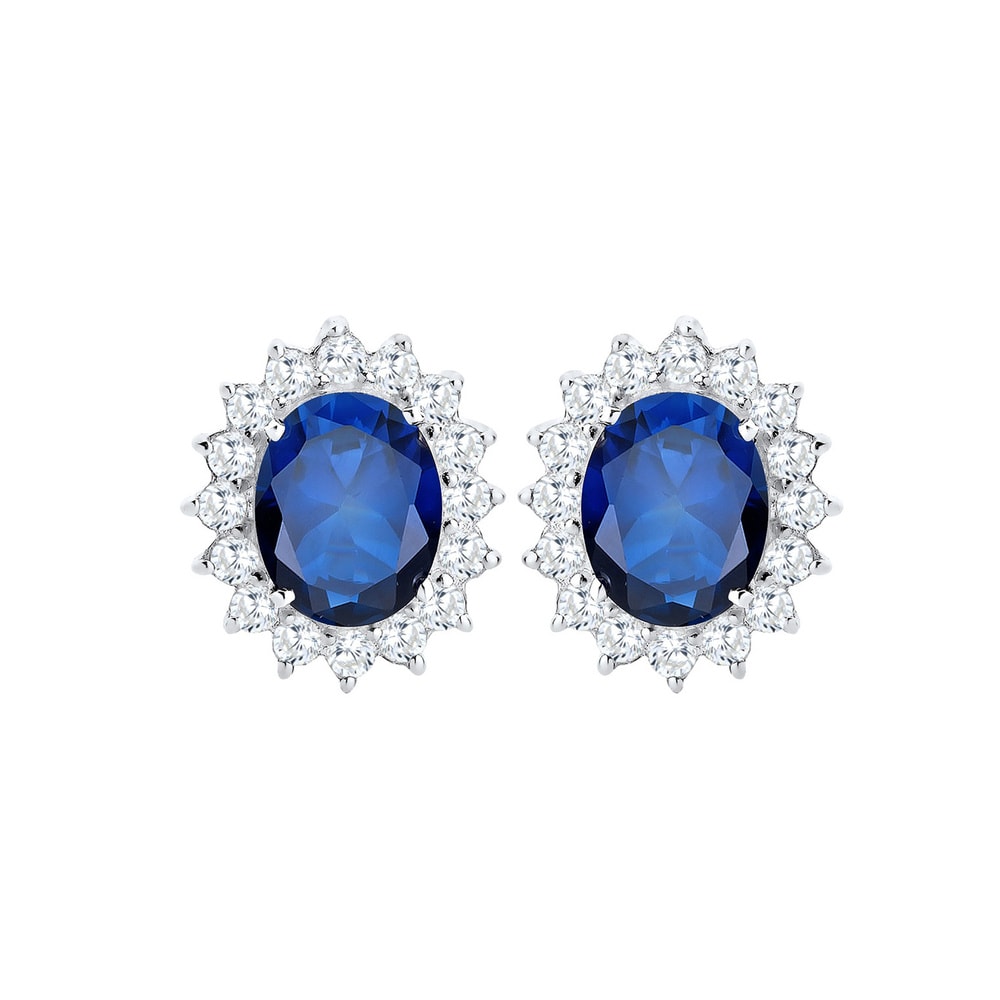 Elli Elli Boucles d'Oreilles Saphirblau Zirkonia Royal Glamour 925 Silber Boucles d'oreilles