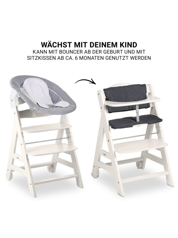 Hauck Beta Plus White 5-tlg. Newborn Set - Hochstuhl   2in1 in weiss,grau günstig kaufen onesize