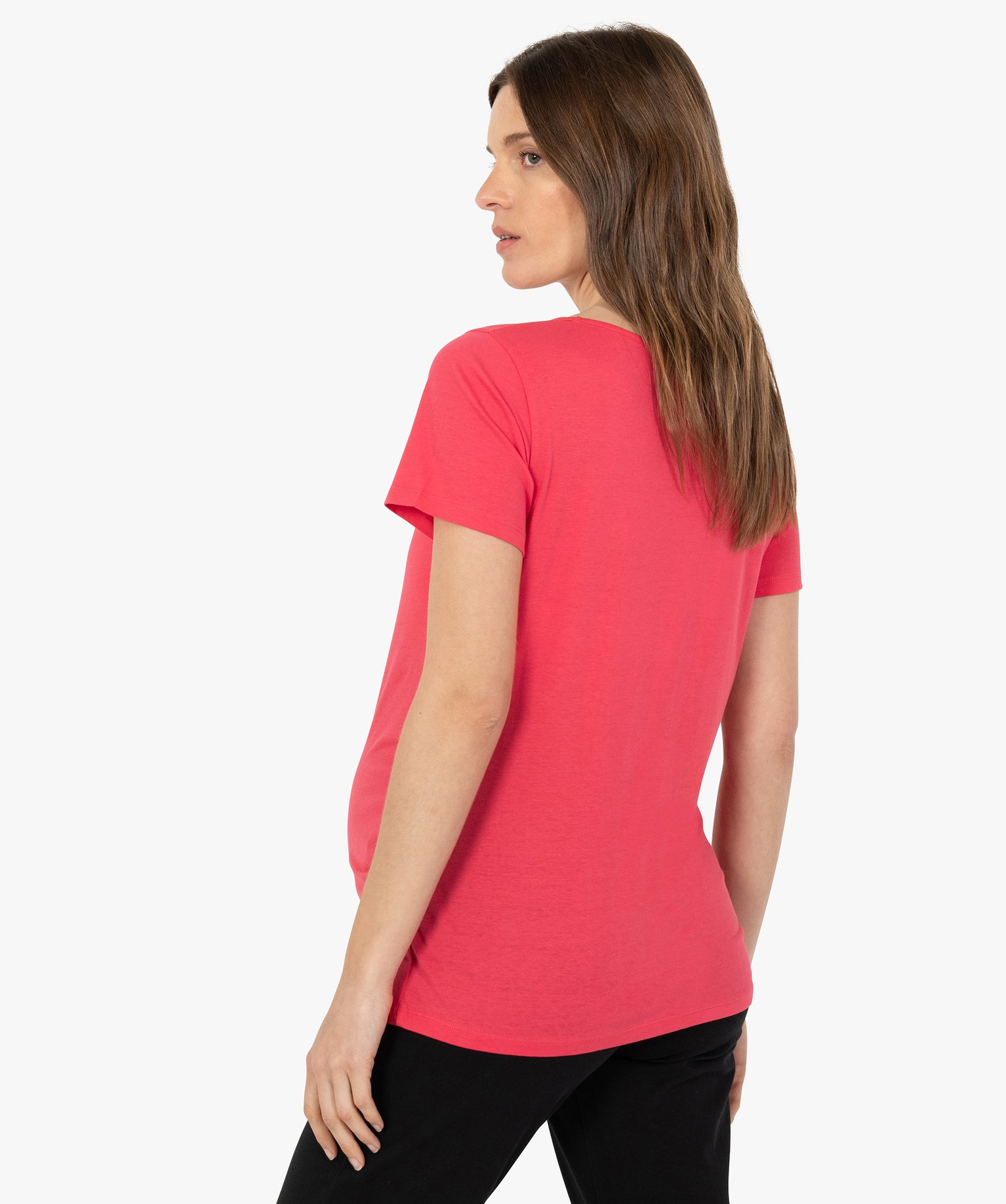 Tee-shirt de grossesse imprimé à manches courtes rose | GEMO
